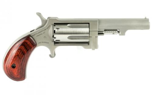North American Arms Sidewinder, Single Action, Revolver, 22 WMR, 2.5" Barrel, Stainless Steel, Silver, Wood Grips, Fixed Sights, 5 Rounds, Swing-out Style Cylinder Assembly NAA-SW-250
