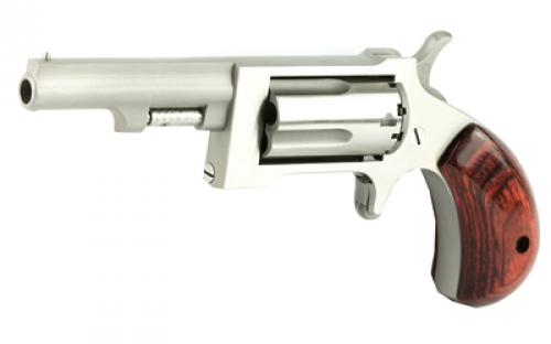 North American Arms Sidewinder, Single Action, Revolver, 22 WMR, 2.5" Barrel, Stainless Steel, Silver, Wood Grips, Fixed Sights, 5 Rounds, Swing-out Style Cylinder Assembly NAA-SW-250