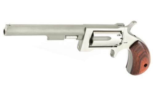 North American Arms Sidewinder, Single Action, Revolver, 22 WMR, 4" Barrel, Stainless Steel, Silver, Wood Grips, Fixed Sights, 5 Rounds, "Swing-out" Style Cylinder Assembly NAA-SW-4