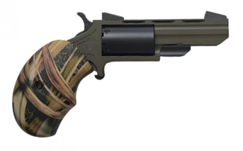 North American Arms Huntsman, Single Action, Revolver, 22 WMR, 2 Barrel, Cerakote Finish, Olive Drab Green/Black, Fixed Sights, 5 Rounds, Includes DeSantis Leather Holster NAA-TGH-M