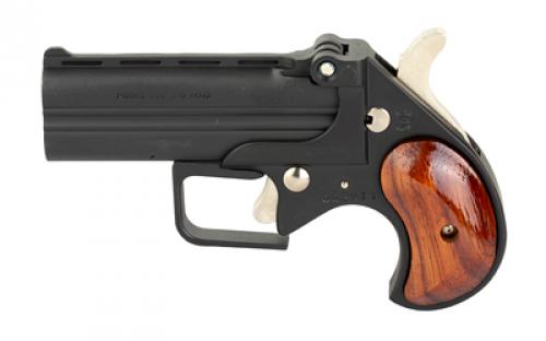 Old West Big Bore, Derringer, 380 ACP, 3.5 Barrel, Alloy Frame, Matte Finish, Black, Rosewood Grips, Fixed Sights, 2 Rounds BBG380BR