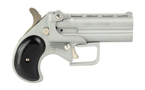 Old West Big Bore, Derringer, 380 ACP, 3.5" Barrel, Alloy Frame, Satin Finish, Silver, Black Synthetic Grips, Fixed Sights, 2 Rounds BBG380SB