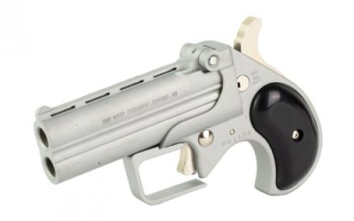 Old West Big Bore, Derringer, 380 ACP, 3.5" Barrel, Alloy Frame, Satin Finish, Silver, Black Synthetic Grips, Fixed Sights, 2 Rounds BBG380SB