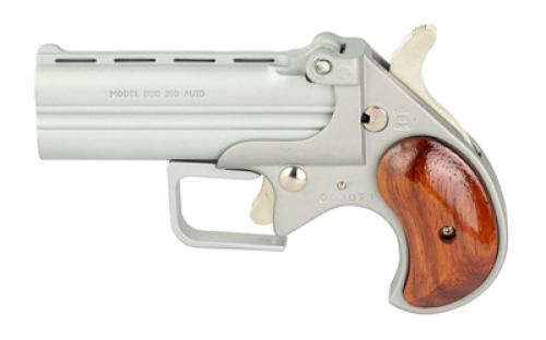 Old West Big Bore, Derringer, 380 ACP, 3.5 Barrel, Alloy Frame, Satin Finish, Silver, Rosewood Grips, Fixed Sights, 2 Rounds BBG380SR