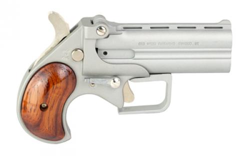 Old West Big Bore, Derringer, 380 ACP, 3.5" Barrel, Alloy Frame, Satin Finish, Silver, Rosewood Grips, Fixed Sights, 2 Rounds BBG380SR