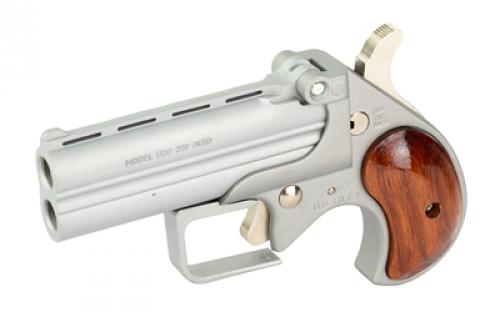 Old West Big Bore, Derringer, 380 ACP, 3.5" Barrel, Alloy Frame, Satin Finish, Silver, Rosewood Grips, Fixed Sights, 2 Rounds BBG380SR