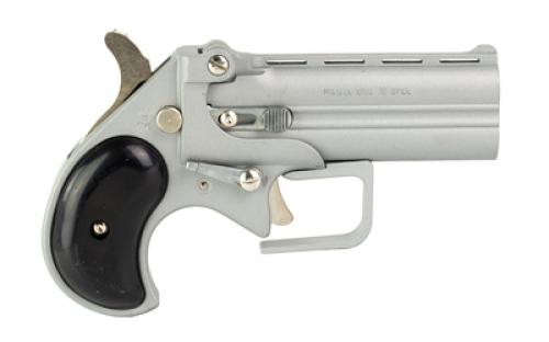 Old West Big Bore, Derringer, 38 Special, 3.5" Barrel, Alloy Frame, Satin Finish, Silver, Black Synthetic Grips, Fixed Sights, 2 Rounds BBG38SB