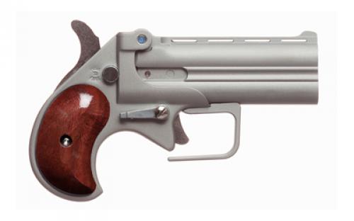 Old West Big Bore, Derringer, 9MM, 3.5 Barrel, Alloy Frame, Satin Finish, Silver, Rosewood Grips, Fixed Sigh+ts, 2 Rounds, BLEM (Damaged Box) BBG9SR