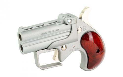 Old West Short Bore, Derringer, 38 Special, 2.75" Barrels, Satin Finish, Silver, Rosewood Grips, 2 Rounds, Guardian Package, Trigger Guard SBG38SR
