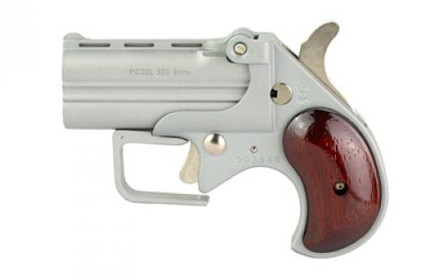 Old West Short Bore, Derringer, 9mm, 2.75 Barrels, Satin Finish, Silver, Rosewood Grips, 2 Rounds, Guardian Package, Trigger Guard SBG9SR