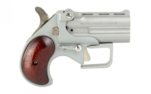 Old West Short Bore, Derringer, 9mm, 2.75" Barrels, Satin Finish, Silver, Rosewood Grips, 2 Rounds, Guardian Package, Trigger Guard SBG9SR