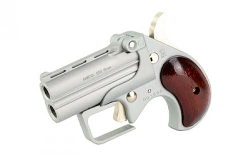 Old West Short Bore, Derringer, 9mm, 2.75" Barrels, Satin Finish, Silver, Rosewood Grips, 2 Rounds, Guardian Package, Trigger Guard SBG9SR