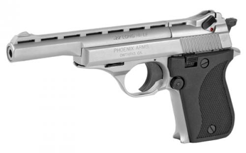 Phoenix Deluxe Rangemaster HP22A, Single Action, Semi-automatic, Metal Frame Pistol, 22LR, 3" & 5" Barrels, Alloy, Nickel Finish, Silver, Plastic Grips, Adjustable Sights, 10 Rounds, 1 Magazine HP22ADRMN