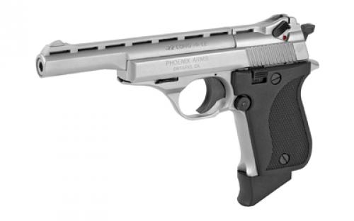 Phoenix HP22A Rangemaster, Single Action, Semi-automatic, Metal Frame Pistol, 22LR, 5" Barrel, Alloy, Nickel Finish, Silver, Plastic Grips, Adjustable Sights, 10 Rounds, 1 Magazine HP22ARMN