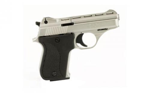 Phoenix HP25A, Single Action Only, Semi-automatic, Metal Frame Pistol, Compact, 25 ACP, 3" Barrel, Alloy, Nickel Finish, Silver, Plastic Grips, Fixed Sights, 9 Rounds, 1 Magazine HP25ANB