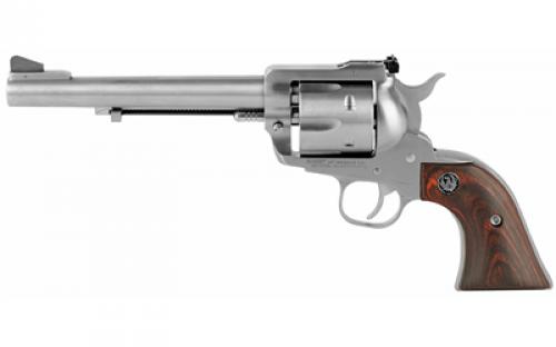 Ruger Blackhawk, Convertible, Single Action, Revolver, 357 Magnum/9MM, 6.5 Barrel, Stainless Steel, Silver, Wood Grips, Ramp Front and Adjustable Rear Sights, 6 Rounds 00320