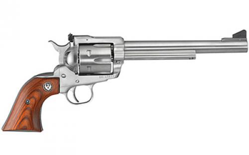 Ruger Blackhawk, Revolver, Single Action, 45 Long Colt, 7.5 Barrel, Stainless Steel Frame, Silver Color, Hardwood Grips, Adjustable Rear & Ramp Front Sights, 6 Rounds 00460