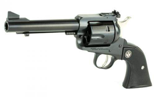 Ruger Blackhawk Convertible, Single Action, Revolver, 45 Long Colt/45 ACP, 5.5" Barrel, Alloy Steel, Blued Finish, Black Checkered Hard Rubber Grips, Ramp Front and Adjustable Rear Sights, 6 Rounds, Includes Extra 45 Auto Cylinder 00463