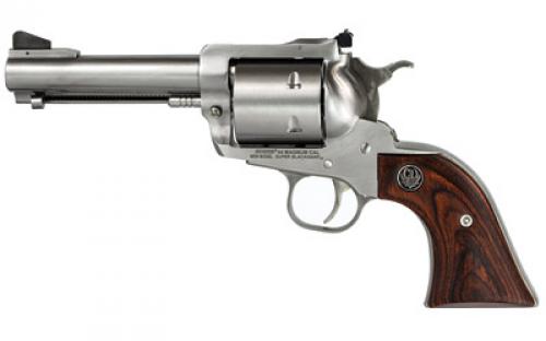 Ruger Super Blackhawk Standard, Single Action, Revolver, 44 Magnum, 4.6 Barrel, Stainless Steel, Satin Finish, Silver, Hardwood Grips, Adjustable Rear & Ramp Front Sight, 6 Rounds 00814