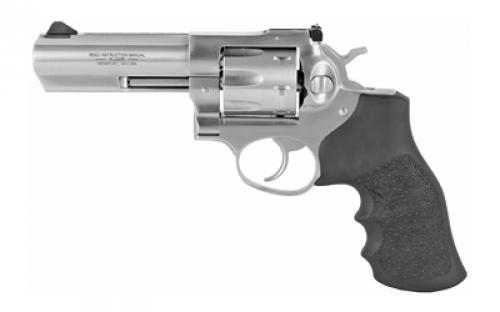Ruger GP100 Standard, Double Action, Revolver, 357 Magnum, 4.2 Barrel, Stainless Steel, Satin Finish, Silver, Hogue Monogrip, Ramp Front and Adjustable Rear Sights, 6 Rounds, BLEM (Missing Front Sight) 01705
