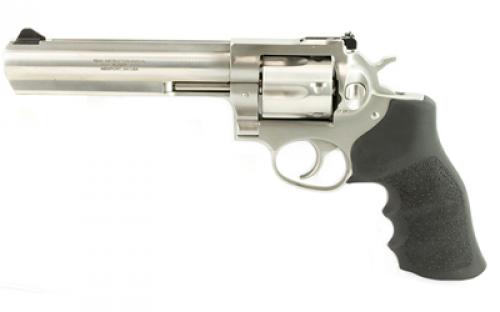 Ruger GP100 Standard, Double Action, Revolver, 357 Magnum, 6 Barrel, Stainless Steel, Satin Finish, Silver, Hogue Monogrip, Ramp Front and Adjustable Rear Sights, 6 Rounds, KGP-161 01707