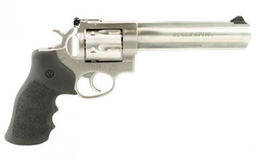 Ruger GP100 Standard, Double Action, Revolver, 357 Magnum, 6" Barrel, Stainless Steel, Satin Finish, Silver, Hogue Monogrip, Ramp Front and Adjustable Rear Sights, 6 Rounds, KGP-161 01707