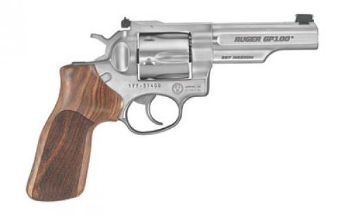 Ruger GP100 Match Champion, Double Action, Revolver, 357 Magnum, 4.2 Barrel, Stainless Steel, Satin Finish, Silver, Hogue Stippled Hardwood Grips, Fiber Optic Front and Adjustable Rear Sights, 6 Rounds 01755