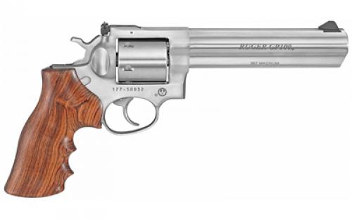 Ruger GP100, TALO Edition, Double Action, Revolver, 357 Magnum, 6 Barrel, Steel, Satin Finish, Silver, Hogue Walnut Grip, Ramp Front and Adjustable Rear Sights, 6 Rounds 01759