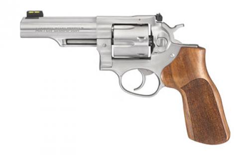 Ruger GP100 Match Champion, Double Action, Revolver, 10MM, 4.2 Barrel, Stainless Steel, Satin Finish, Silver, Hogue Stippled Hardwood Grips, Fiber Optic Front and Adjustable Rear Sights, 6 Rounds 01775