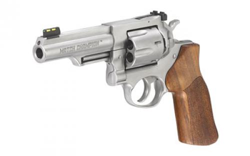 Ruger GP100 Match Champion, Double Action, Revolver, 10MM, 4.2" Barrel, Stainless Steel, Satin Finish, Silver, Hogue Stippled Hardwood Grips, Fiber Optic Front and Adjustable Rear Sights, 6 Rounds 01775