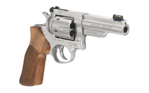 Ruger GP100 Match Champion, Double Action, Revolver, 10MM, 4.2" Barrel, Stainless Steel, Satin Finish, Silver, Hogue Stippled Hardwood Grips, Fiber Optic Front and Adjustable Rear Sights, 6 Rounds 01775