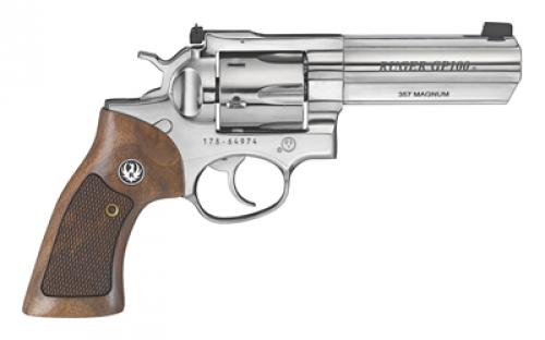 Ruger GP100, TALO Edition, Double Action, Revolver, 357 Magnum, 4.2 Barrel, Steel, High Polish Finish, Silver, Hardwood Grips, Gold Bead Front and Adjustable Rear Sights, 6 Rounds 01777