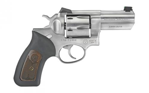Ruger GP100, Wiley Clapp, TALO Edition, Double Action, Revolver, 10MM, 3 Barrel, Steel, Matte Finish, Silver, Rubber Grips with Wood Inlay, Fiber Optic Front and Fixed Rear Novak Sights, 6 Rounds 01780