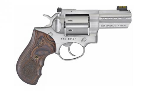 Ruger GP100, TALO Edition, Double Action, Revolver, 357 Magnum, 3 Barrel, Steel, Satin Finish, Silver, Hardwood Grip, Fiber Optic Front and Adjustable Rear Sights, 7 Rounds 01782