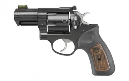 Ruger GP100, TALO Edition, Double Action, Revolver, 357 Magnum/38 Special, 3 Barrel, Steel, Blued Finish, Rubber Grips with Wood Inlay, Green HiViz Fiber Optic Front Sight and Adjustable Rear Sight, 6 Rounds 01790