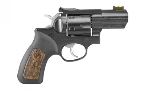 Ruger GP100, TALO Edition, Double Action, Revolver, 357 Magnum/38 Special, 3" Barrel, Steel, Blued Finish, Rubber Grips with Wood Inlay, Green HiViz Fiber Optic Front Sight and Adjustable Rear Sight, 6 Rounds 01790