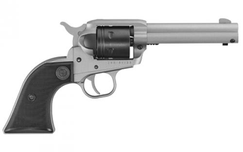 Ruger Wrangler, Single Action Only, Revolver, 22LR, 4.62 Barrel, Aluminum Alloy, Cerakote Finish, Silver, Checkered Synthetic Grips, Integral Notch Rear Sight/Blade Front Sight, Transfer Bar Safety, 6 Rounds 02003