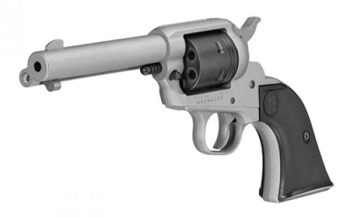Ruger Wrangler, Single Action Only, Revolver, 22LR, 4.62" Barrel, Aluminum Alloy, Cerakote Finish, Silver, Checkered Synthetic Grips, Integral Notch Rear Sight/Blade Front Sight, Transfer Bar Safety, 6 Rounds 02003