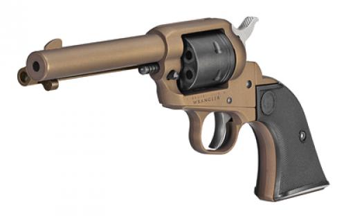 Ruger Wrangler, Single Action Only, Revolver, 22LR, 4.62" Barrel, Aluminum Alloy, Cerakote Finish, Burnt Bronze, Checkered Synthetic Grips, Integral Notch Rear Sight/Blade Front Sight, Transfer Bar Safety, 6 Rounds 02004