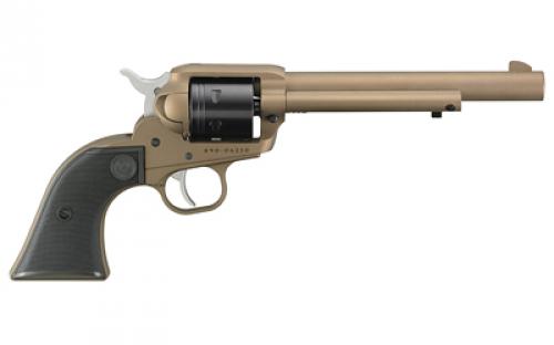 Ruger Wrangler, Single Action Only, Revolver, 22LR, 6.5 Barrel, Aluminum Alloy, Cerakote Finish, Burnt Bronze, Checkered Synthetic Grips, Integral Notch Rear Sight/Blade Front Sight, Transfer Bar Safety, 6 Rounds 2038