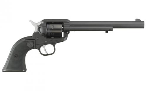 Ruger Wrangler, Single Action Only, Revolver, 22LR, 7.5Barrel, Aluminum Alloy, Cerakote Finish, Black, Checkered Synthetic Grips, Integral Notch Rear Sight/Blade Front Sight, Transfer Bar Safety, 6 Rounds 2043