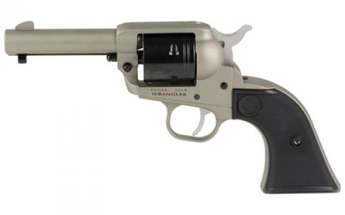 Ruger Wrangler, Single Action Only, Revolver, 22LR, 3.75 Barrel, Aluminum Alloy Frame, Cerakote Finish, Silver, Black Synthetic Grips, Integral Notch Rear Sight/Blade Front Sight, Transfer Bar Safety, 6 Rounds 2053