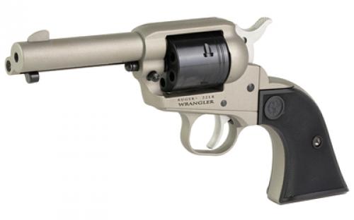 Ruger Wrangler, Single Action Only, Revolver, 22LR, 3.75" Barrel, Aluminum Alloy Frame, Cerakote Finish, Silver, Black Synthetic Grips, Integral Notch Rear Sight/Blade Front Sight, Transfer Bar Safety, 6 Rounds 2053