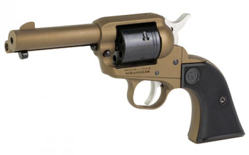 Ruger Wrangler, Single Action Only, Revolver, 22LR, 3.75" Barrel, Aluminum Alloy Frame, Cerakote Finish, Burnt Bronze, Black Synthetic Grips, Integral Notch Rear Sight/Blade Front Sight, Transfer Bar Safety, 6 Rounds 2054