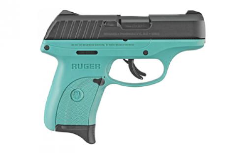 Ruger EC9s, TALO Edition, Striker Fired, Semi-automatic, Polymer Frame Pistol, Compact, 9MM, 3.1 Barrel, Cerakote Finish, Turquoise, Integral Fixed Sights, 7 Rounds, 1 Magazine 03285