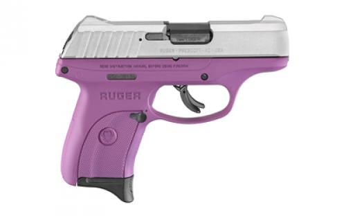 Ruger EC9s, Striker Fired, Semi-automatic, Polymer Frame Pistol, Compact, 9MM, 3.1 Barrel, Cerakote Finish, Purple and Silver, Integral Fixed Sights, Thumb Safety, 7 Rounds, 1 Magazine 03295