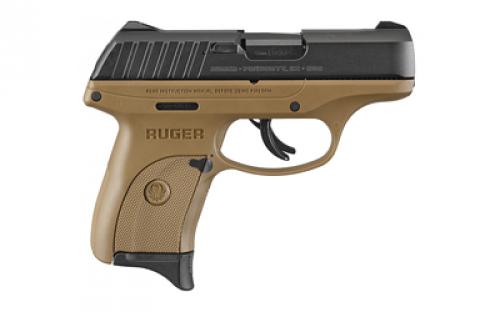 Ruger EC9s, Striker Fired, Semi-automatic, Polymer Frame Pistol, Compact, 9MM, 3.1 Barrel, Black Oxide Finish, Flat Dark Earth, Integral Fixed Sights, Thumb Safety, 7 Rounds, 1 Magazine 03297
