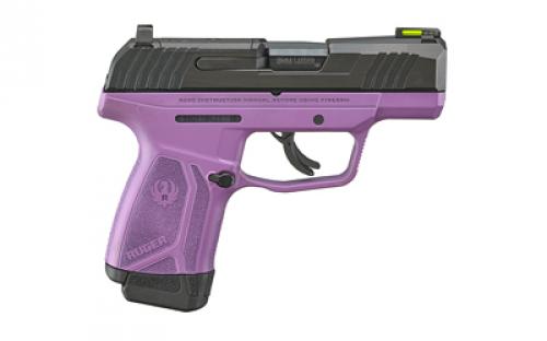 Ruger MAX-9, TALO Edition, Striker Fired, Semi-automatic, Polymer Frame Pistol, Sub-Compact, 9MM, 3.2 Barrel, Cerakote Finish Frame, Purple, Blued Finish Slide, Optics Ready, Tritium Fiber Optic Front Night Sight, Thumb Safety, 12 Rounds, 2 Magazines, (1)-12 Rounds and (1)-10 Rounds 3512