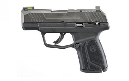 Ruger MAX-9, Striker Fired, Semi-automatic, Polymer Frame Pistol, Sub-Compact, 9mm, 3.2 Barrel, Loaded Chamber Indicator, Black Oxide Finish, Front TFO Night Sight, Optics Ready, Thumb Safety, Magazine Disconnect, 10 Rounds, 2 Magazine, California Compliant, BLEM (Off Centered Rear Sight) 03518