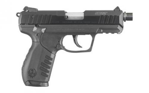 Ruger SR22, Double Action/Single Action, Semi-automatic, Polymer Frame Pistol, Compact, 22LR, 3.5 Barrel, Threaded Barrel, Anodized Finish, Black, Black Rubber Grip, 3 Dot Adjustable Sights, 10 Rounds, 2 Magazines 03604